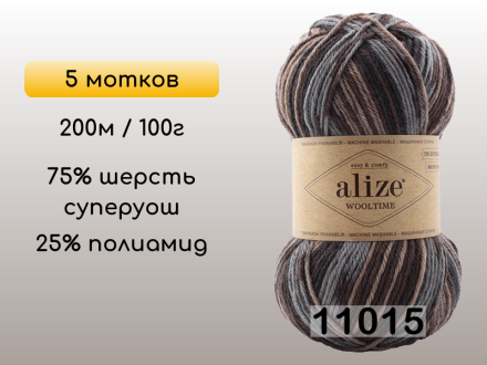 Пряжа Alize Wooltime, 5 мотков