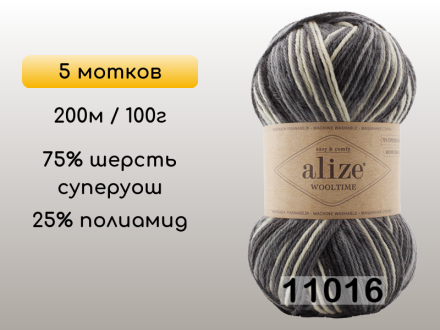 Пряжа Alize Wooltime, 5 мотков