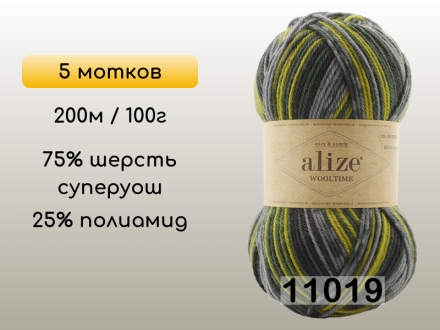 Пряжа Alize Wooltime, 5 мотков