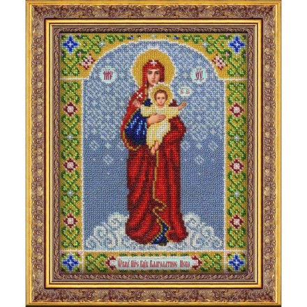 Набор для вышивания бисером Паутинка Б-1029 Пресвятая Богородица Благодатное небо, 20*25 см