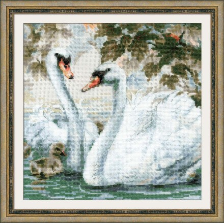 Набор для вышивания Риолис 1726 Белые лебеди, 25*25 см