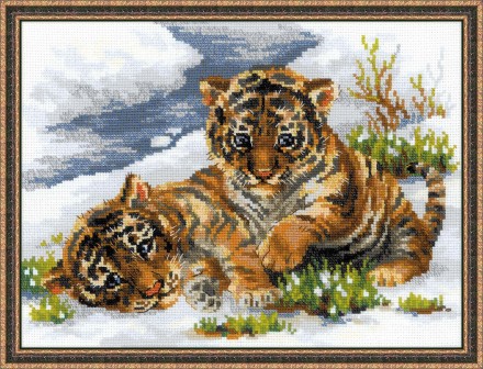 Набор для вышивания Риолис 1564 Тигрята в снегу, 40*30 см