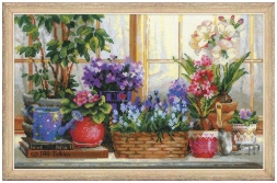 Набор для вышивания Риолис 1669 Подоконник с цветами, 40*25 см