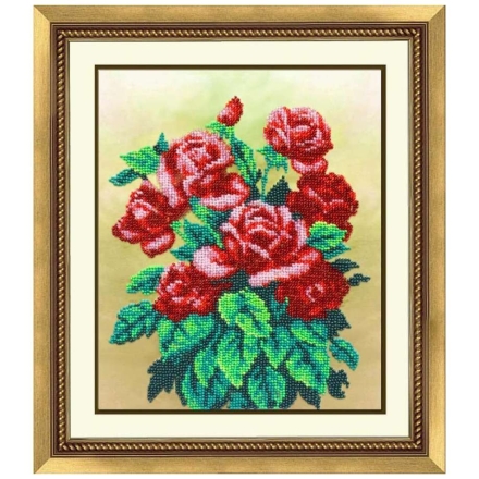 Набор для вышивания бисером Паутинка Б-1234 Букет алых роз, 24*19,5 см