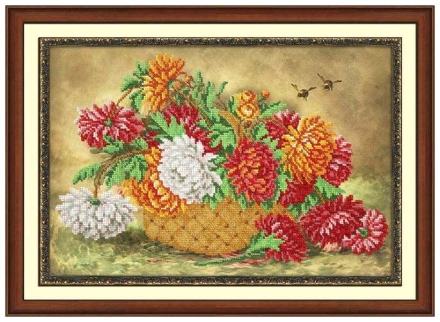 Набор для вышивания бисером Паутинка Б-1246 Пушистые хризантемы, 38*35 см