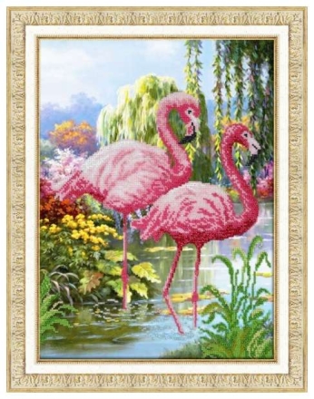 Набор для вышивания бисером Паутинка Б-1451 Фламинго, 28*38 см