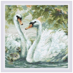 Алмазная мозаика Риолис АМ0036 Белые лебеди, 30*30 см