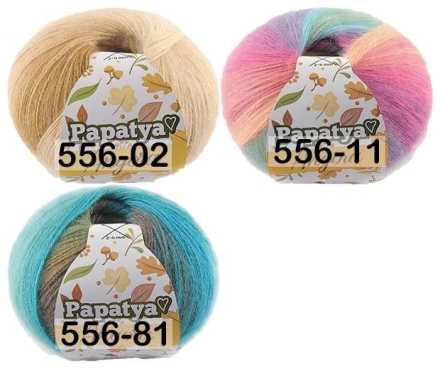Пряжа Kamgarn Angora Batik Papatya комплект 5 мотков